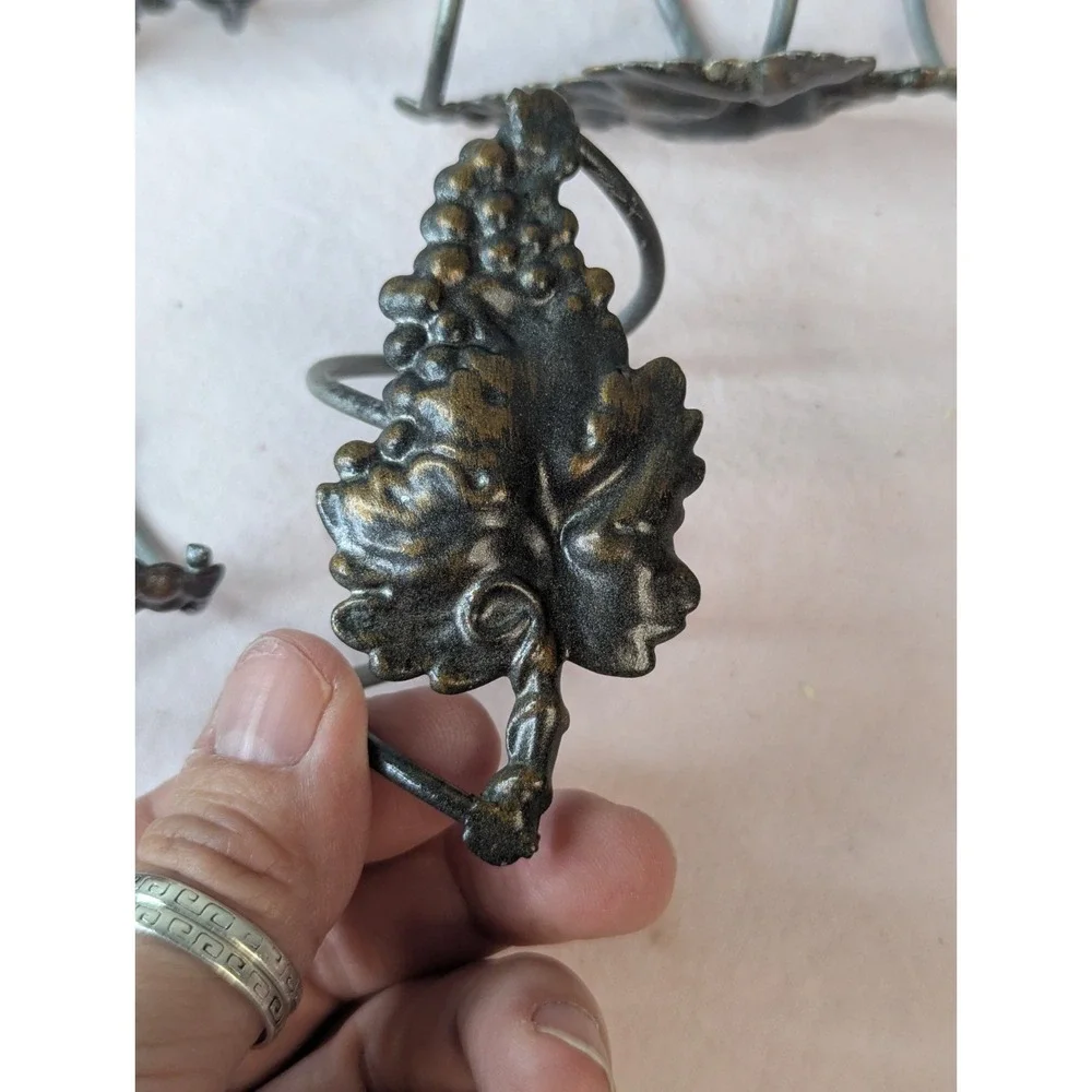 4 lot Grape leaf leaves antique gold napkin‎ rings holder tablescape table decor